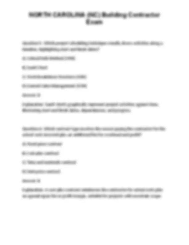 NORTH CAROLINA (NC) Building Contractor Exam | Exams Technology | Docsity
