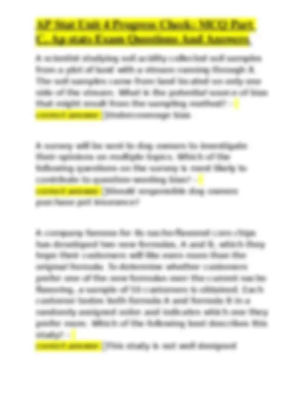 AP Statistics Unit 4: Probability and Distributions MCQ with Answers ...