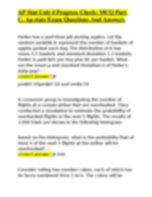 AP Statistics Unit 4: Probability and Distributions MCQ with Answers ...