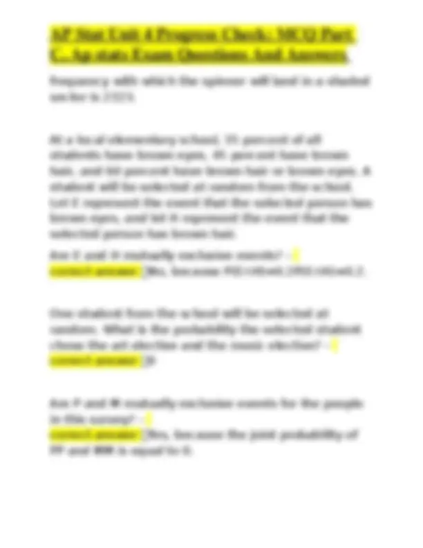 AP Statistics Unit 4: Probability and Distributions MCQ with Answers ...