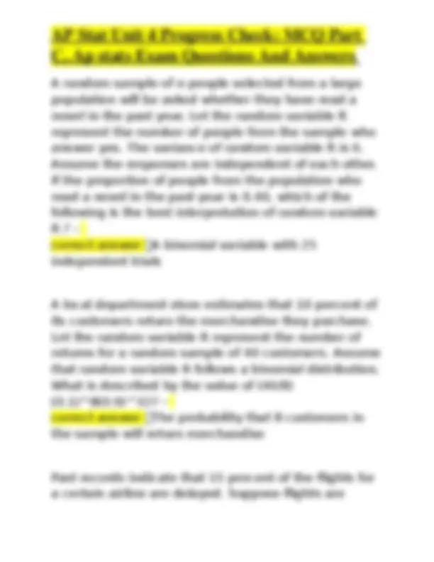 AP Statistics Unit 4: Probability and Distributions MCQ with Answers ...