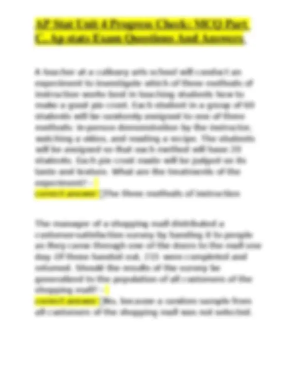 AP Statistics Unit 4: Probability and Distributions MCQ with Answers ...
