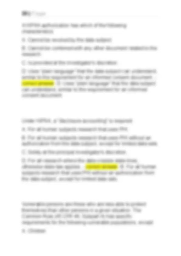 Citi Program Answers Module 1 CITI Training: Biomedical Research Ethics Q&A (Modules 1-24) | Exams ...