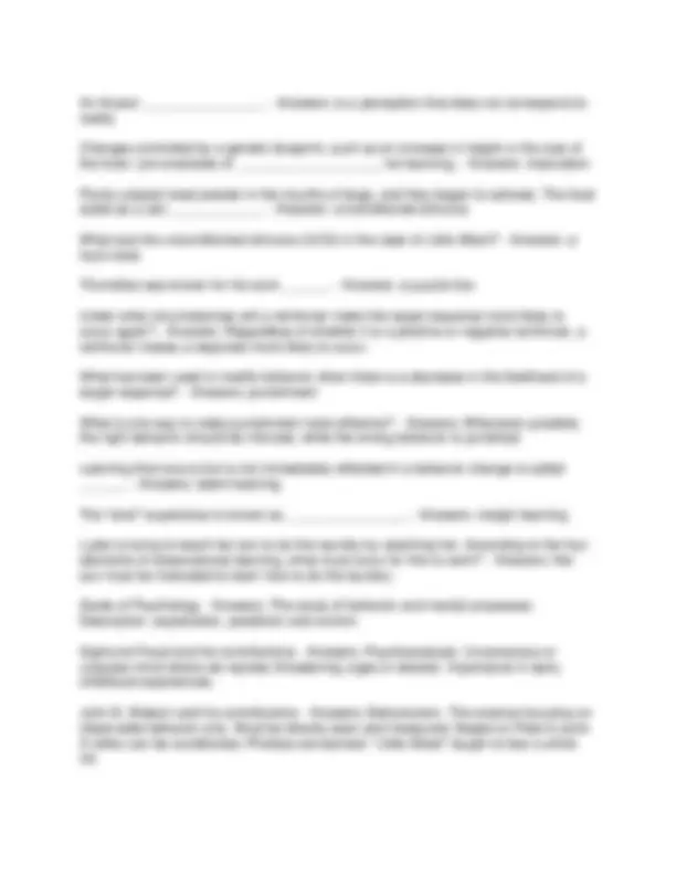 PSYCHOLOGY 1010 EXAM 1 QUESTIONS AND ANSWERS | Exams Psychology | Docsity