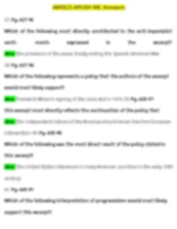 APUSH AMSCO PRACTICE EXAM 2025 2026 COMPREHENSIVE QUESTIONS WITH ...