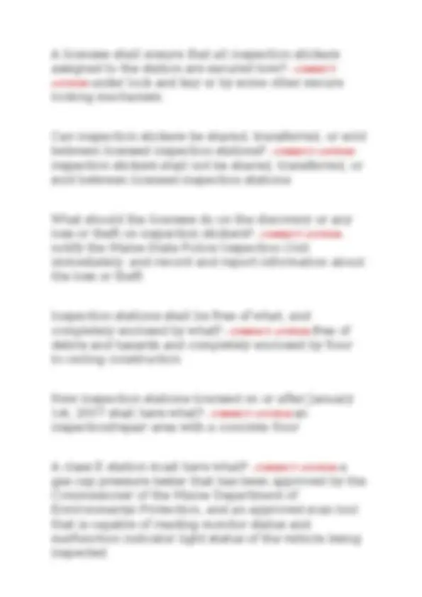 STATE INSPECTION LICENSE TEST EXAM MULTIPLE CHOICE OF QUESTIONS Study ...