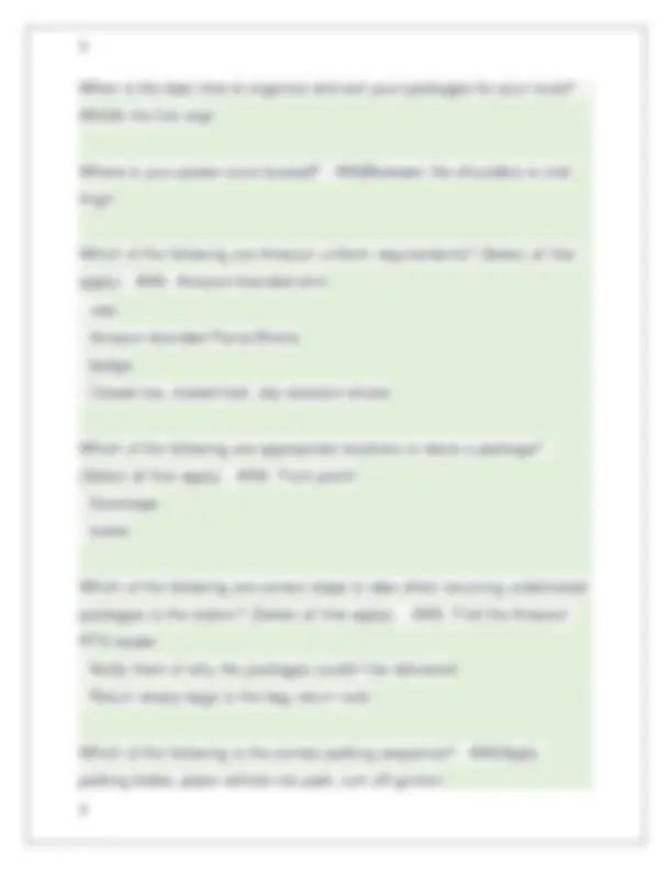 Delivery Driver Questions Amazon Driver Assessment Questions and Correct Answers 2025-2026 ...