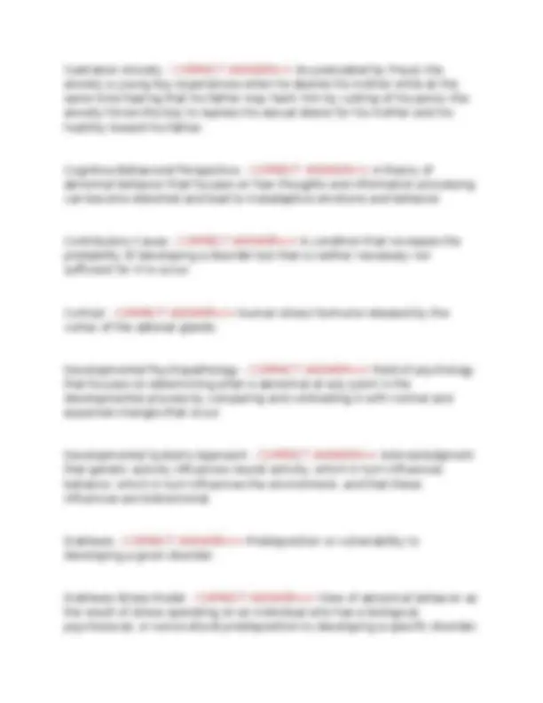 Exam 1 Abnormal Psychology Chapters 1-4 Exam Questions with correct ...