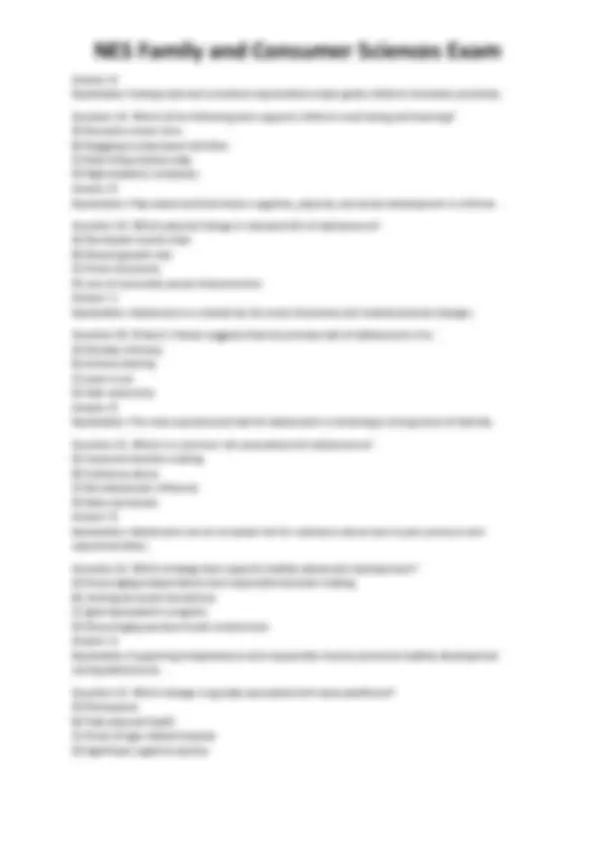 NES Family and Consumer Sciences Exam | Exams Technology | Docsity