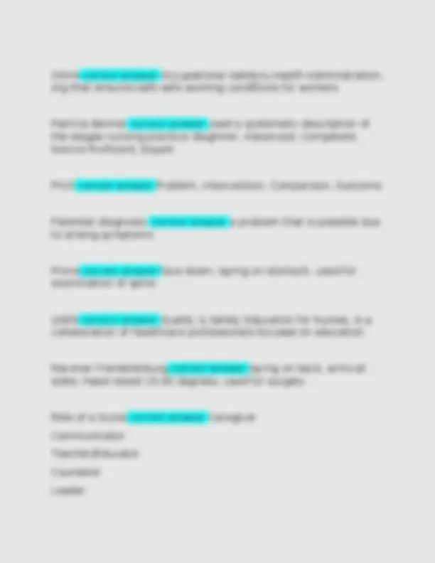 Nursing 110 Exam 1 Questions with Accurate Answers | Exams Nursing ...