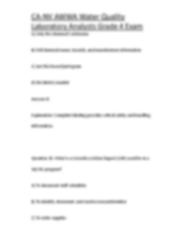 CANV AWWA Water Quality Laboratory Analysts Grade 4 Exam | Exams ...