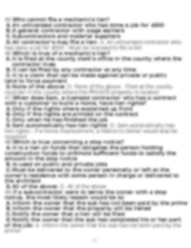 CSLB Contractor's Law Practice Test: Part 2 - Sample Revision with ...