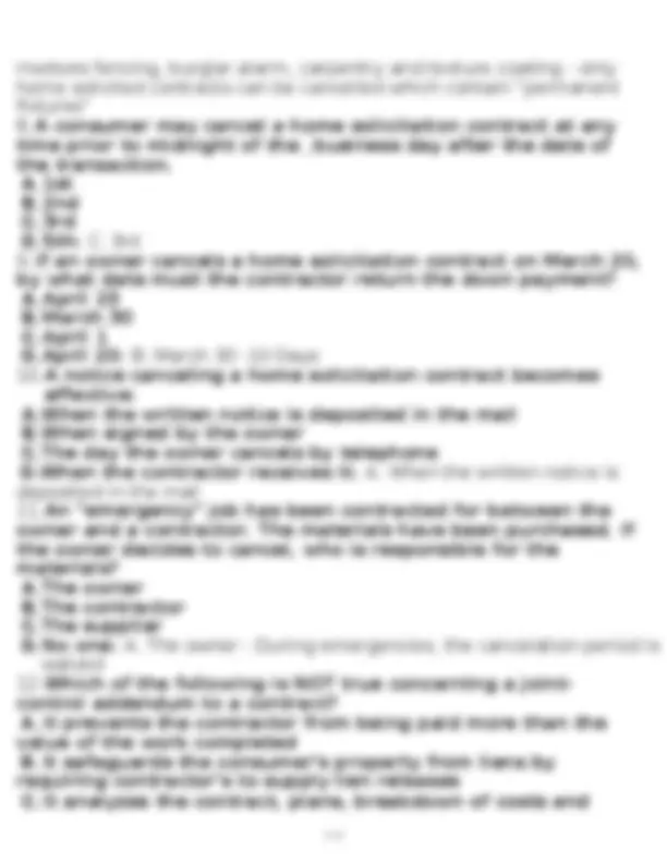 CSLB Contractor's Law Practice Test: Part 2 - Sample Revision with ...