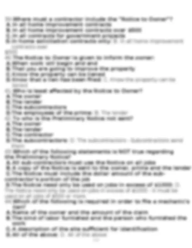 CSLB Contractor's Law Practice Test: Part 2 - Sample Revision with ...