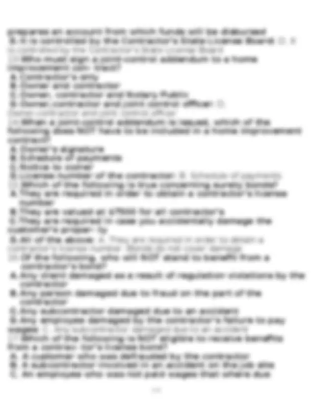 CSLB Contractor's Law Practice Test: Part 2 - Sample Revision with ...