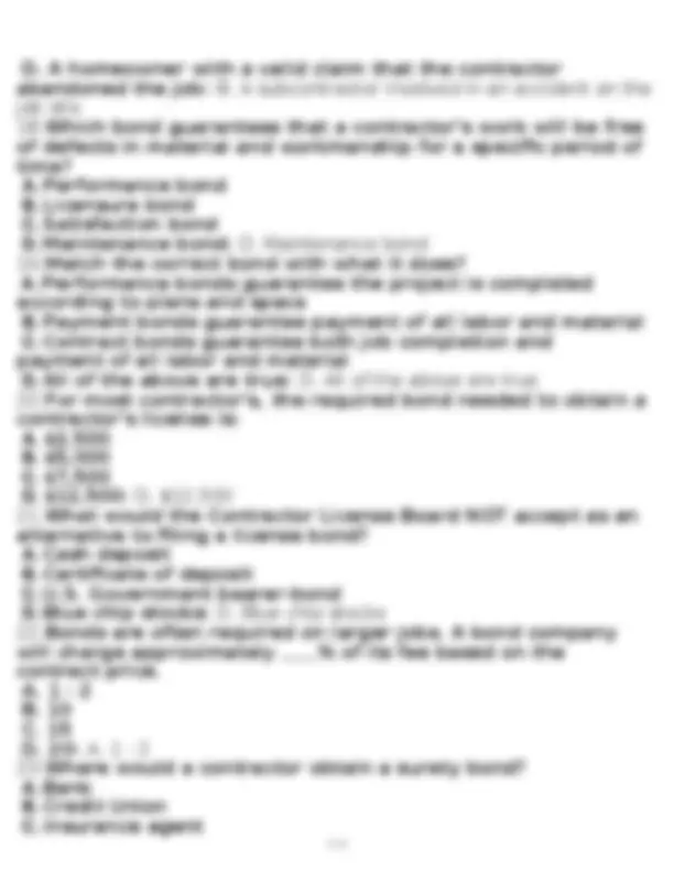 CSLB Contractor's Law Practice Test: Part 2 - Sample Revision with ...