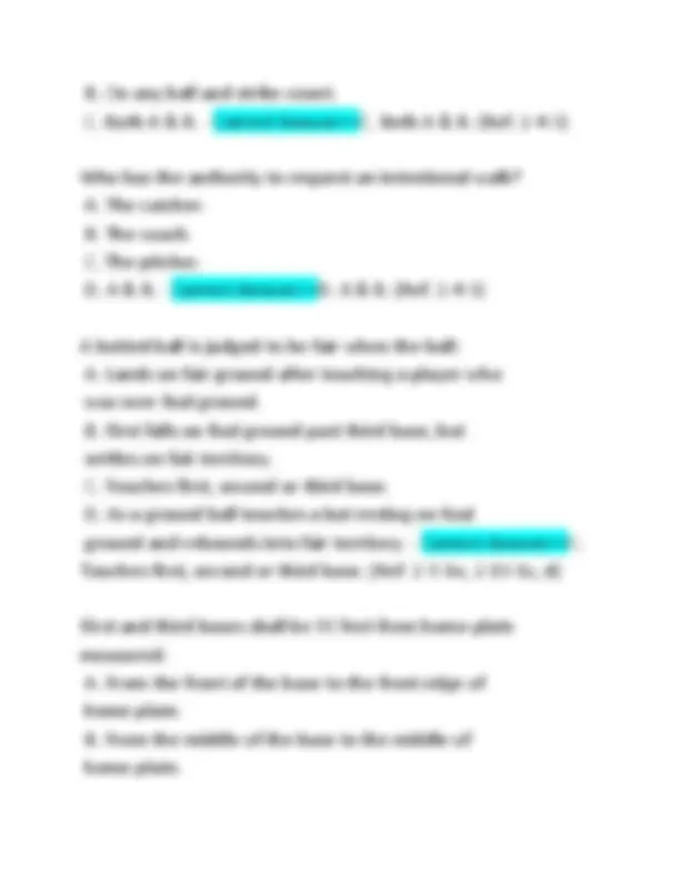 NFHS Baseball Rules Latest 2025 2026 Exam Questions And Correct Answers ...