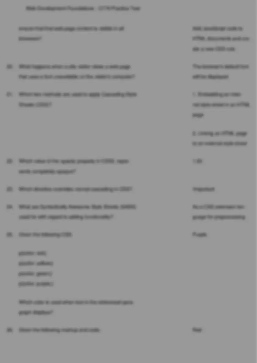 Web Development Foundations Practice Test - C779 | Exams Web Design and ...
