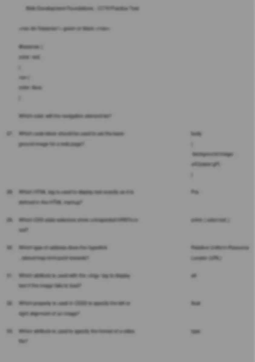 Web Development Foundations Practice Test - C779 | Exams Web Design and ...