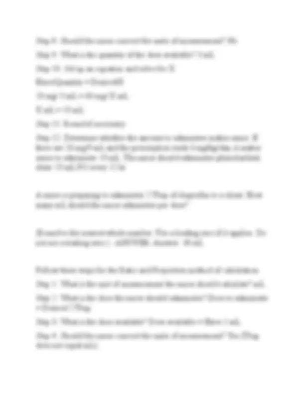 Dosage Calculations Practice for Nurses | Exams Nursing | Docsity