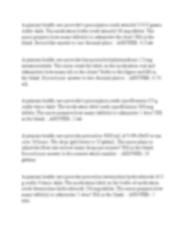 Dosage Calculations Practice for Nurses | Exams Nursing | Docsity