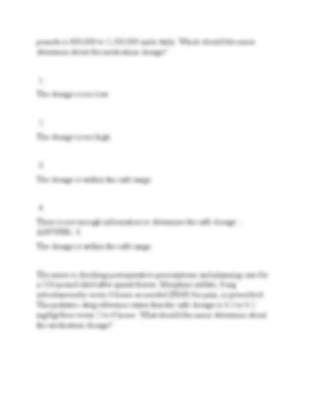 Dosage Calculations Practice for Nurses | Exams Nursing | Docsity