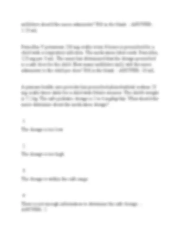 Dosage Calculations Practice for Nurses | Exams Nursing | Docsity