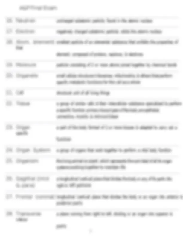 Anatomy and Physiology Final Exam Study Guide: Key Terms and ...