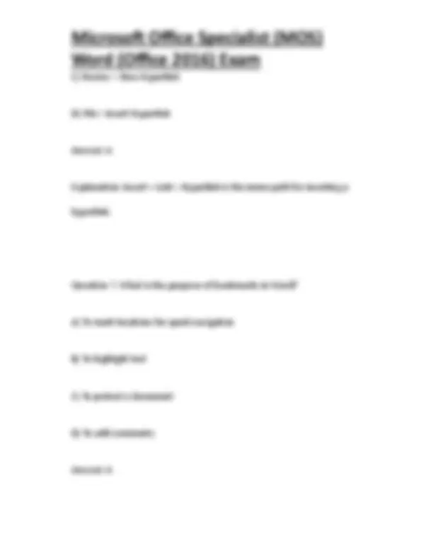 Microsoft Office Specialist (MOS) Word (Office 2016) Exam | Exams ...
