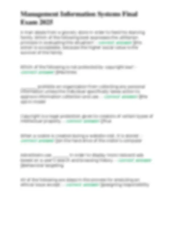 Management Information Systems Final Exam 2025: Questions and Answers ...