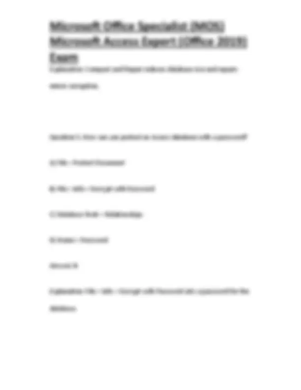 Microsoft Office Specialist (MOS) Microsoft Access Expert (Office 2019