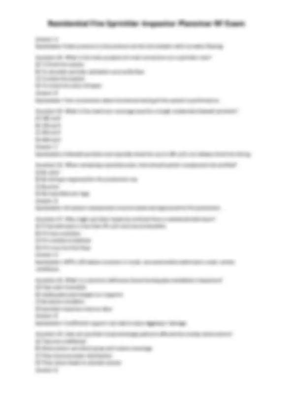Residential Fire Sprinkler Inspector RF Exam Questions and Answers ...