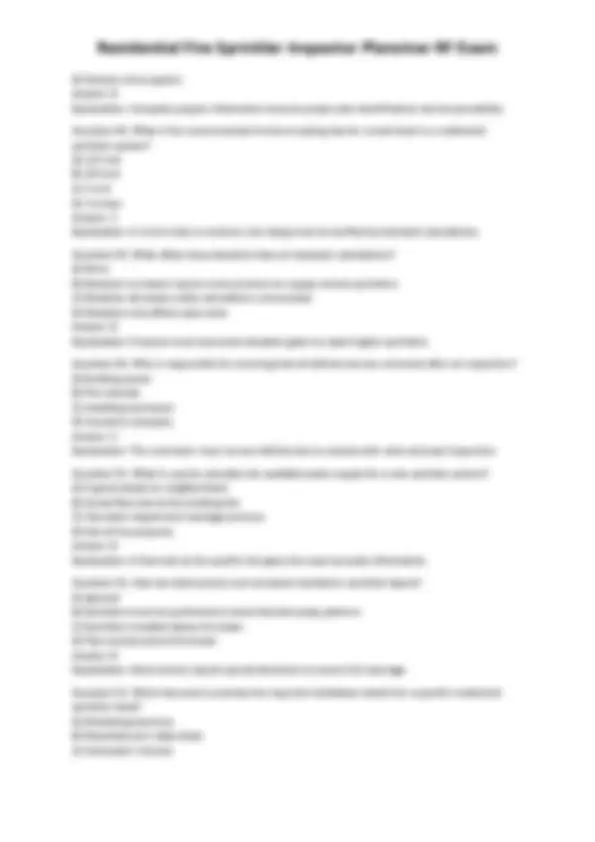 Residential Fire Sprinkler Inspector RF Exam Questions and Answers ...