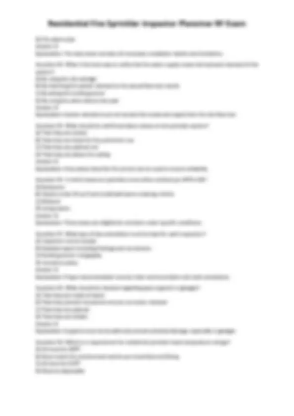 Residential Fire Sprinkler Inspector RF Exam Questions and Answers ...