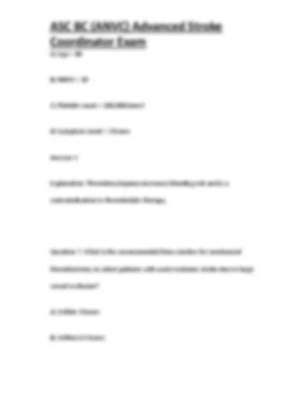 ASC BC (ANVC) Advanced Stroke Coordinator Exam | Exams Technology | Docsity