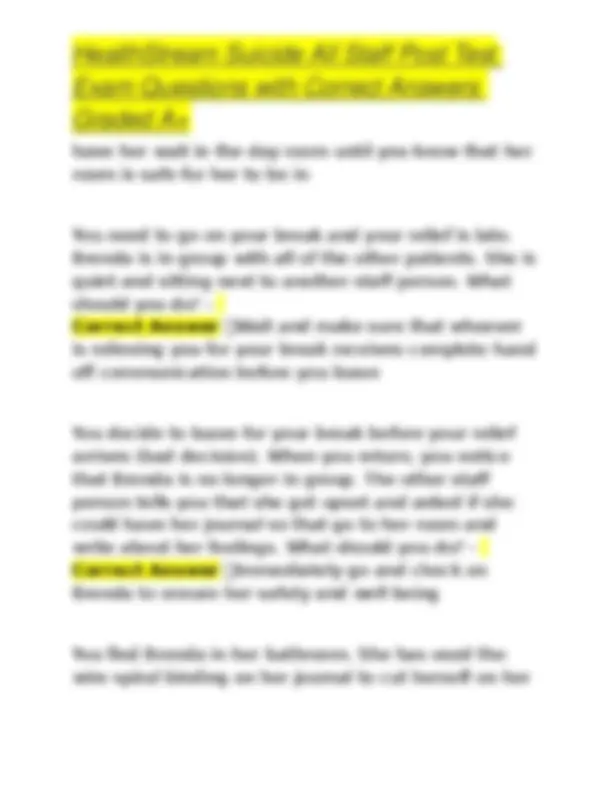 HealthStream Suicide Prevention Training: Exam Questions and Answers ...