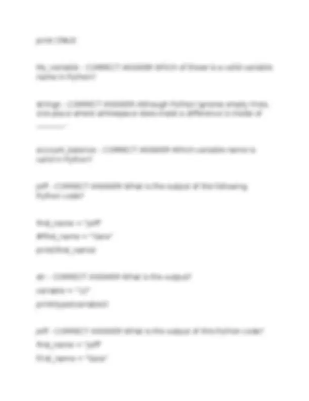 Python Final Exam Questions and Answers | Exams Computer Science | Docsity