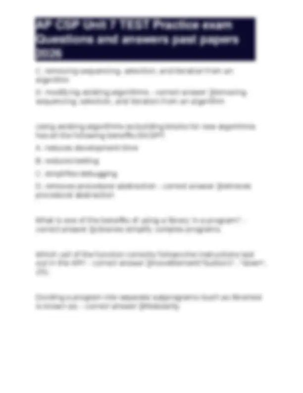 AP CSP Unit 7 Practice Exam: Questions and Answers (2026) | Exams ...