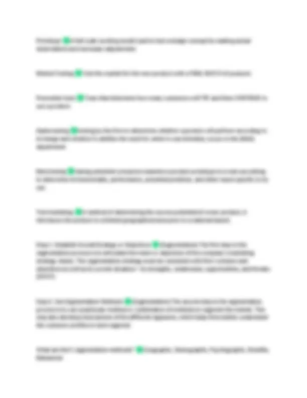 UCF MAR 3023 Exam 3 Review (Ch. 9 -12 Study Guide) Questions with ...