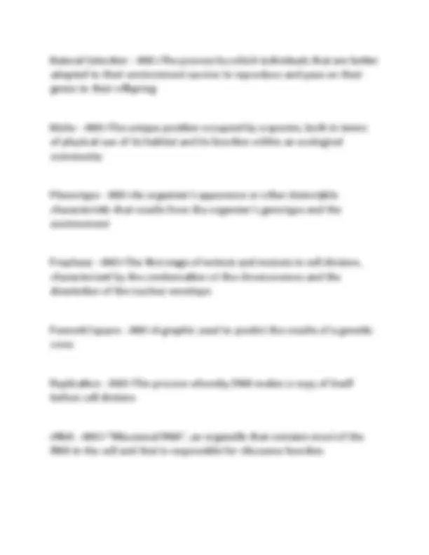 Freshman Biology Final Exam Review: Key Concepts and Definitions ...