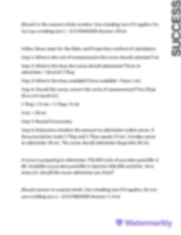 Dosage Calculation Practice Problems for Nurses | Exams Nursing | Docsity