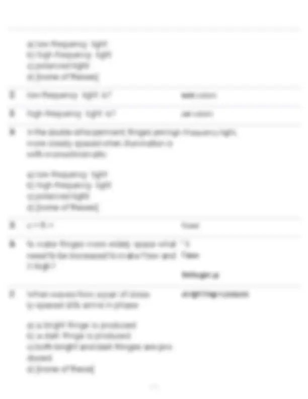 Wave Optics and Special Relativity Exam Review | Quizzes Physics | Docsity