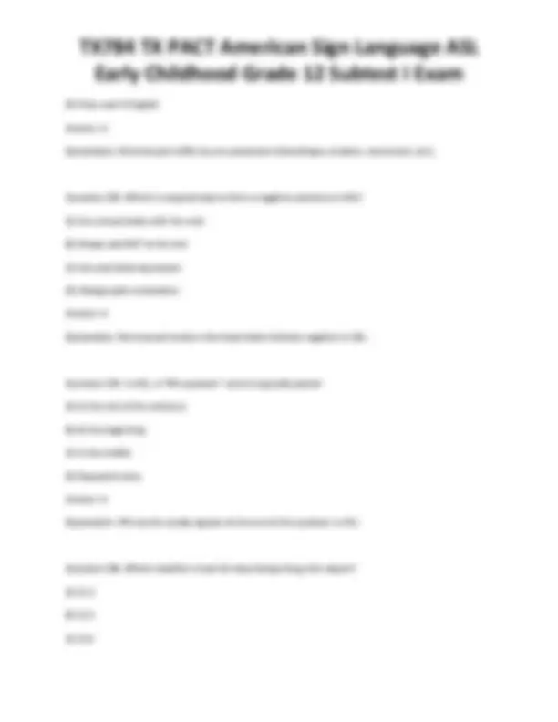 TX784 TX PACT American Sign Language ASL Early Childhood Grade 12 ...
