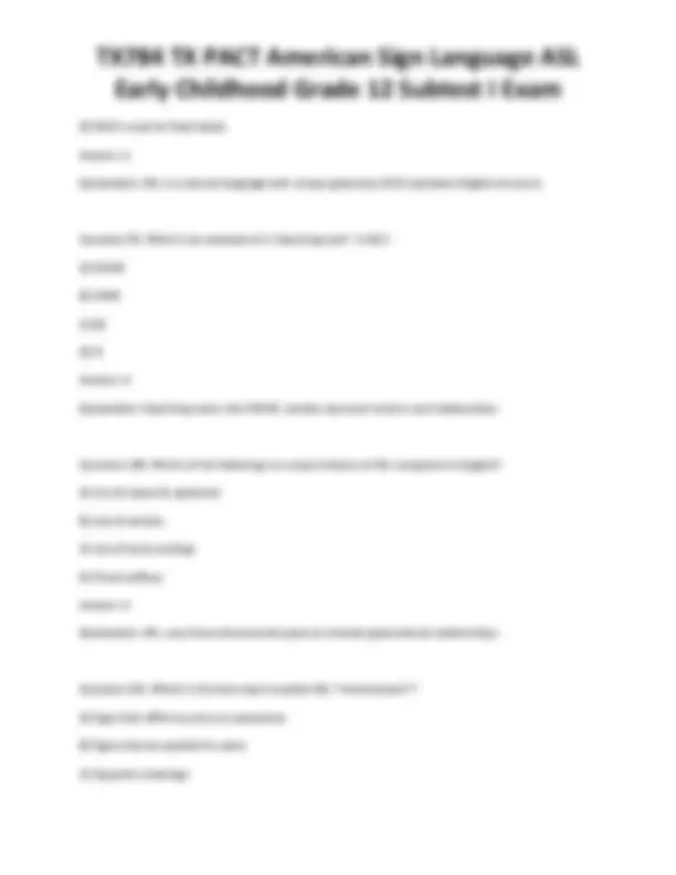 TX784 TX PACT American Sign Language ASL Early Childhood Grade 12 ...