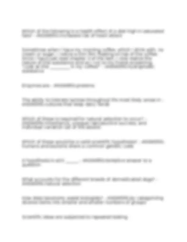 BSC1005 Biology Midterm Exam Study Guide | Exams Nursing | Docsity