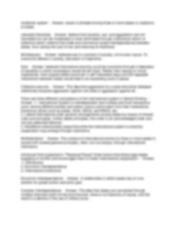 International Relations Exam 1: Key Concepts and Definitions | Exams ...