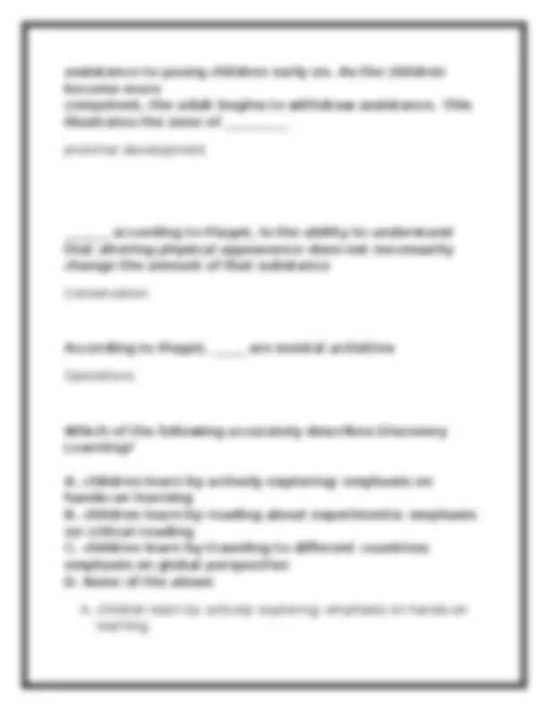 Developmental Psychology Exam Questions and Answers | Exams ...