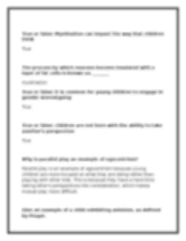 Developmental Psychology Exam Questions and Answers | Exams ...