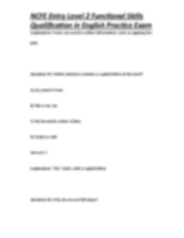NCFE Entry Level 2 English Practice Exam: Questions and Answers | Exams ...