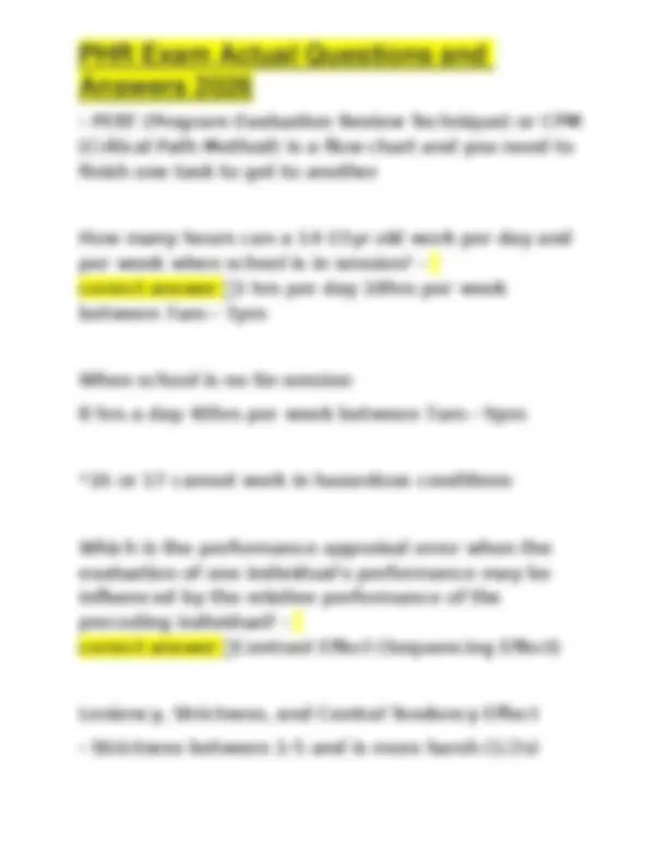 Phr Example Questions PHR Exam Practice Questions and Answers 2026 | Exams Human Resource ...